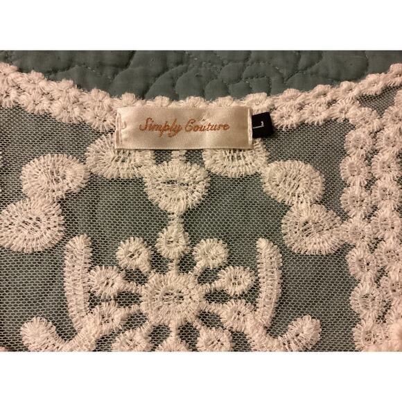 Simply Couture fairy Sheer Long Sleeve Floral Embroidered BohoTop, Womens L - Picture 6 of 10